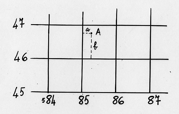 48 Calcolo delle coordinate metriche del punto A 1) Leggere sulla carta la zona di appartenenza (per es.