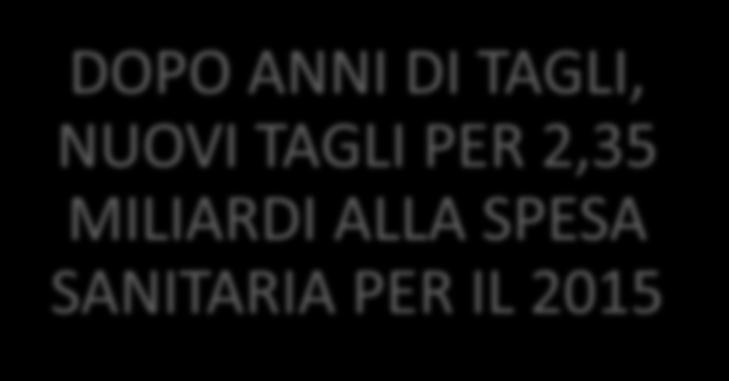 MILIARDI ALLA SPESA SANITARIA PER IL 2015 AVANZATA DEI DIRITTI INDIVIDUALI