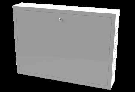 1941 CASSETTA PER COLLETTORE INDUSTRIAL FLOOR Cassetta per collettori in metallo zincato con cornice e sportello verniciato colore bianco RAL 9010. Installazione ad incasso per muri da 200 mm.