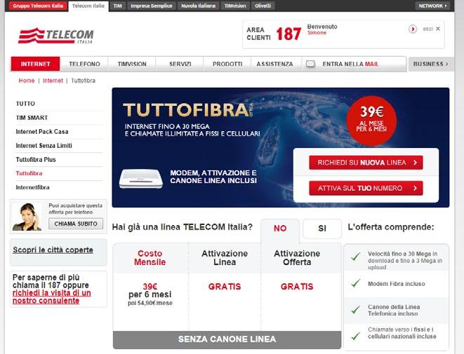 Nei piani del colosso delle telecomunicazioni la fibra ottica dovrebbe raggiungere il 75% della popolazione entro il 2017. Attualmente la rete in fibra di Telecom Italia copre circa 125 comuni.