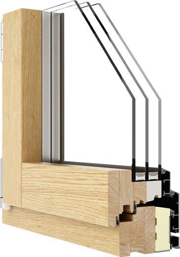 Sezione Anta: 112x81 mm (Legno+XPS+Alluminio) Sezione Telaio: 111x70 mm (Legno+XPS+Alluminio) Guarnizioni: Guarnizioni termo acustiche 2 su anta 1 su telaio Cerniere: Alta portata 150kg, registrabili