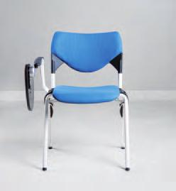Available in various colours of fabric. Beech-wood version. Metal frame in epoxy powder painting or chrome finish. The arms are also removable, offering optimum utilisation of chair units.