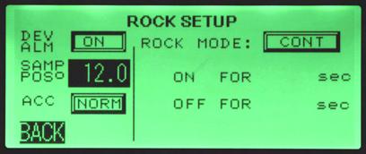 Impostazione delle opzioni di oscillazione Premere il pulsante RCKER. Viene visualizzata la schermata RCK SETUP.