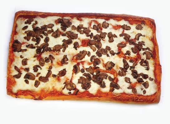 Pizza teglia ai funghi Siciliana tuma e acciughe Pizza with mushrooms and mozzarella Fried calzone with tuna and anchovies COTTO PESO WEIGHT PPIZTEGFUN 2,3Kg 3pz COTTO 200g PSIC200TUMACO 20pz