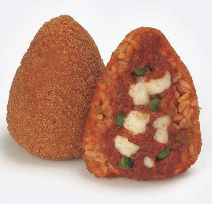 Breaded rice arancino with tomato, and