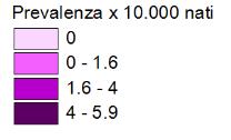 Prevalenza per 10.000 nati Registro Toscano Difetti Congeniti Tabella 5.