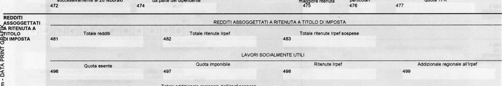 Cdice fiscale del percipiente Irpef da trattenere dal sstitut Irpef da versare all'erari Applicazine Casi Md. N.