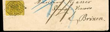 1858 - bollo di arrivo al verso - raro insieme - P.V. Risorgimento - lotto 327 - base euro 650 Parma - lettera da Parma a Milano del 18.6.1859 con c.25 bruno lilla Vaccari n.