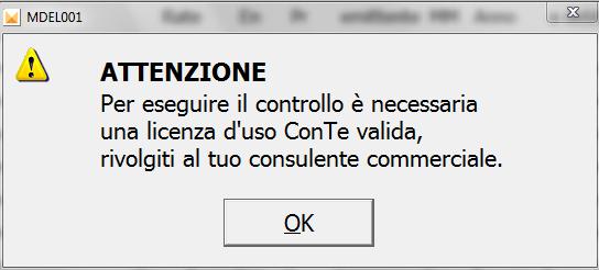 seguente messaggio di errore bloccante: che sia presente la licenza d uso di Console Telematici n 1166 di cui la funzione F4=Controllo Sogei verifica la