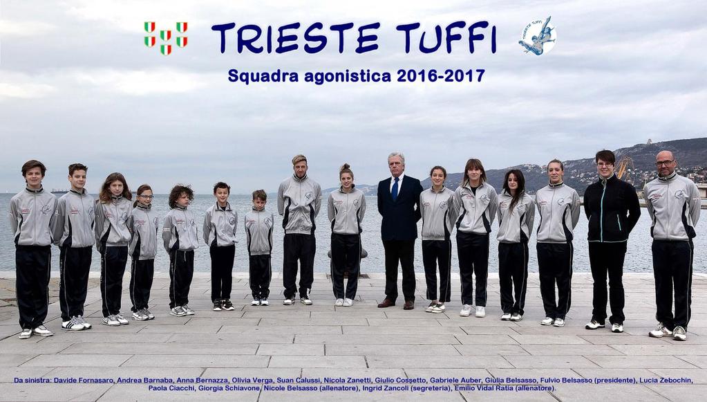 Inizia alla grande la nuova stagione agonistica della Trieste Tuffi TRE ARGENTI ALLA "COPPA DELLE ALPI" Calussi e Zanetti sul podio a Torino Nella foto la squadra agonistica 2016-2017.