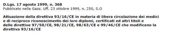 Equipollenze delle denominazioni 61 Scuole suddivise in tre aree - Area Medica 23 - Area Chirurgica 14 - Area dei Servizi Clinici 24 - sotto-area dei Servizi Clinici Diagnostici e