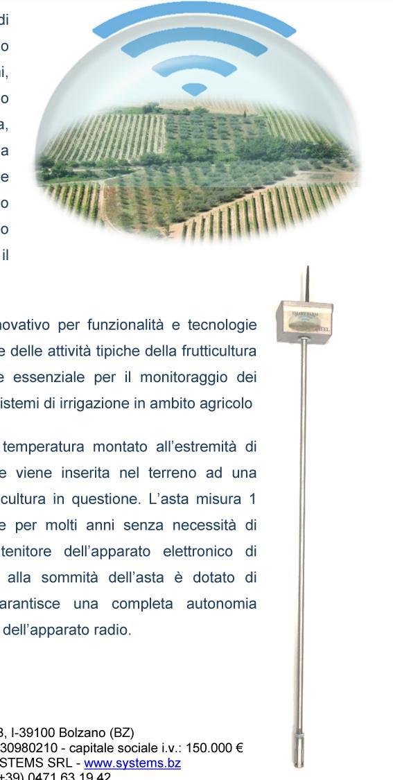 futuriox SMART FARM: l agricoltura di precisione futuriox presenta SOLUM il sensore per il monitoraggio dell umidità e temperatura del terreno a tecnologia radio LoRa che permette comunicazioni a