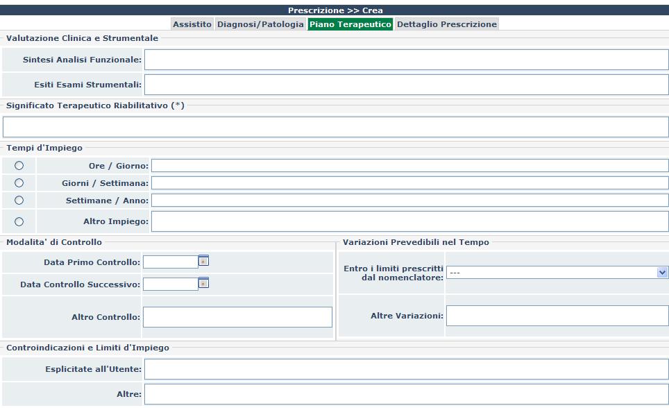 SCHEDA PIANO TERAPEUTICO Raccoglie le informazioni che erano contenute nel modulo