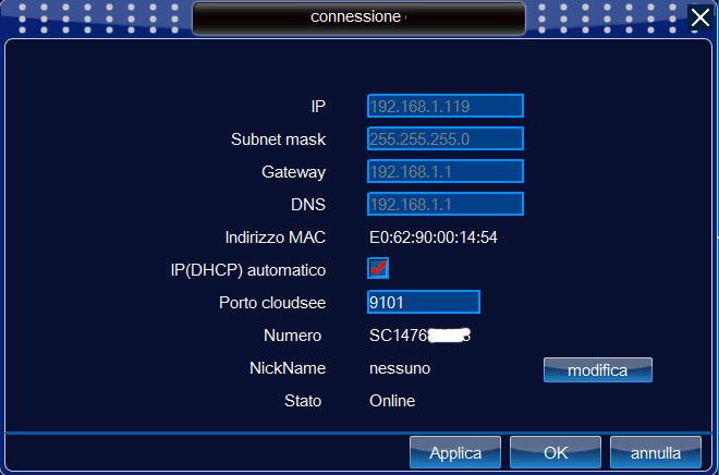 Nota: se è attivo un server DHCP, può avere effetto l acquisizione automatica dell indirizzo IP In caso contrario, l utente può assegnare l IP, il subnet mask, il gateway ed il DNS a seconda delle