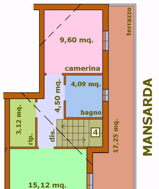 mansarda 42,63 balcone