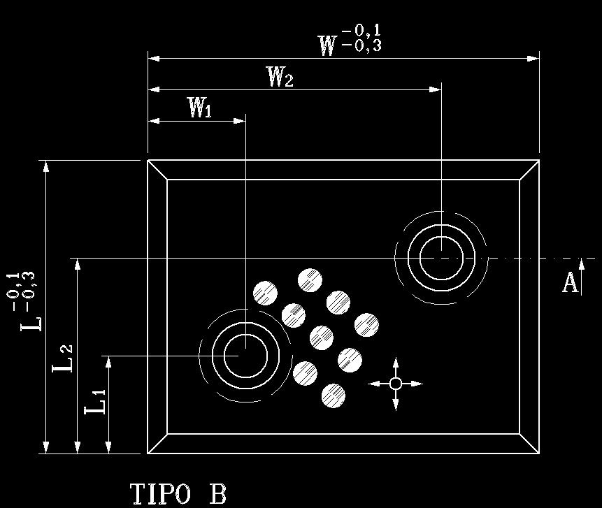 montaggio: UNI EN ISO 4762: M10 Code Code W L T fiat W1 W2 L1 L2 T1 D D1 Form Holes PBG101.