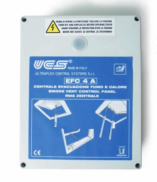 CENTRALE EFC 4 A Sistemi elettrici per evacuazione fumo/calore Rivelatore ottico di fumo cod. 36418Q Pulsantiera per ventilazione cod. 41013B Dispositivo segnale acustico cod.