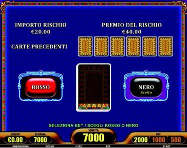 GIOCO DI CRTE Si può accedere alla modalità Rischio in qualunque momento dopo una giocata premendo il tasto RISCHIO, se ENERGI > 0.