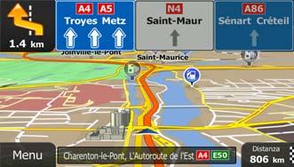 3 Informazioni sulle corsie e segnali stradali Quando si viaggia su strade a più corsie, per seguire il percorso consigliato è importante tenersi sulla corsia giusta.