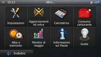 4.2 Menu Altro Il menu Altro offre diverse opzioni e applicazioni aggiuntive. Toccare i seguenti pulsanti:,.