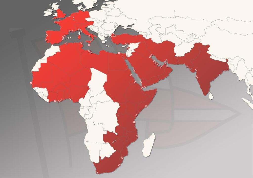 Servizi Regolari di Linea Oltre 50 porti serviti 40 diversi Paesi collegati Prosecuzioni terrestri per oltre 100 località in Africa, Medio Oriente e India La