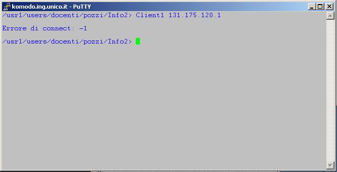 Altre funzioni utili Listato di Client1 (i) unsigned int inet_addr (char stringa) / Converte l'indirizzo IP da stringa di caratteri a formato di rete / char inet_ntoa (struct in_addr_t) / Converte