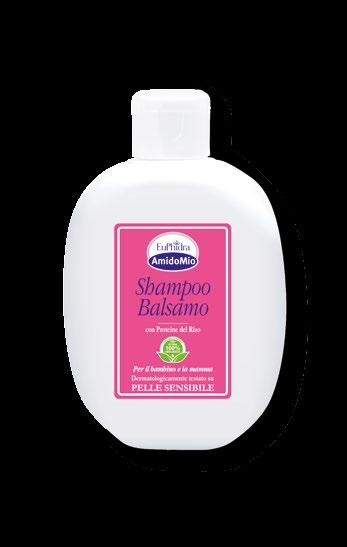 SHAMPOO BALSAMO 200 ml PROTEINE DEL RISO 2 in 1, detergente e trattamento condizionante formula delicata, rispetta il film idrolipidico del cuoio capelluto facile da sciacquare detersione frequente