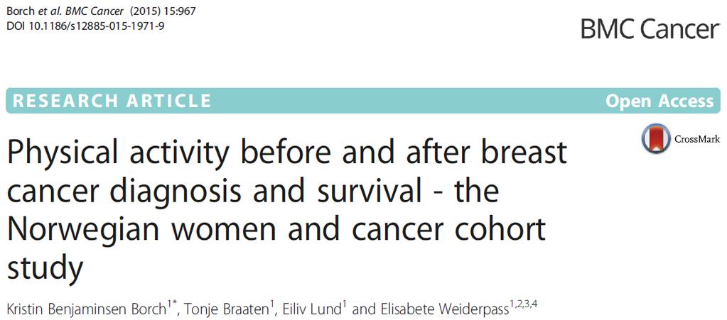 Dopo la diagnosi i livelli di attivita fisica sono risultati associati ad una riduzione significativa della mortalita sia riguardo a tutte le cause di morte che di quelle specifiche dovute al tumore