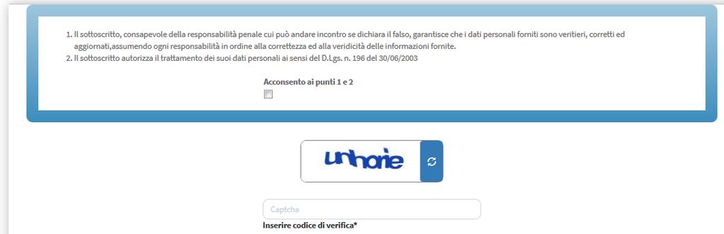 Prima dell invio della domanda occorre: assumere la responsabilità delle informazioni fornite; autorizzare il trattamento