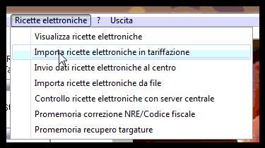 Dalla machera di tariffazione premere in alto a destra su Ricette elettroniche ed Importa ricette elettroniche in tariffazione 3 Verrà