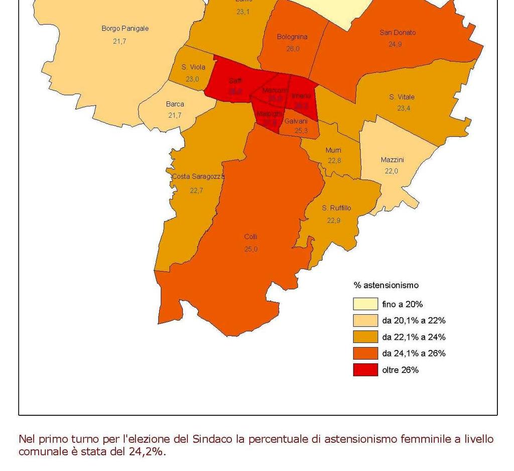 La partecipazione al voto di uomini e donne al primo turno nell'elezione del Sindaco di Bologna Al primo turno dell elezione del Sindaco di Bologna del 6 e 7 giugno 2009, dei 305.