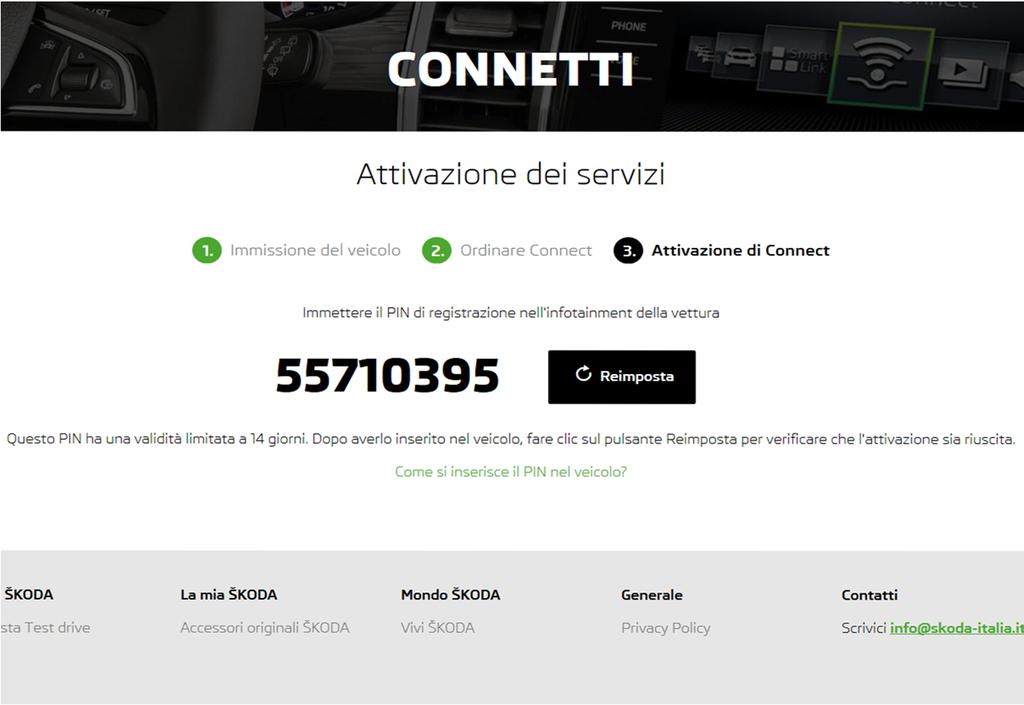 Connect Portal Passo passo Alla pagina seguente viene visualizzato un codice PIN di registrazione.