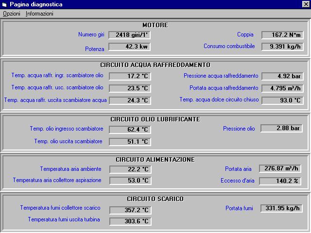 La pagina diagnostica è naturalmente stampabile Con motore in moto si può visualizzare il bilancio termico e