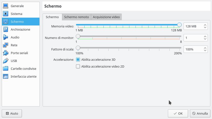 e aumentate al massimo il valore della memoria video.