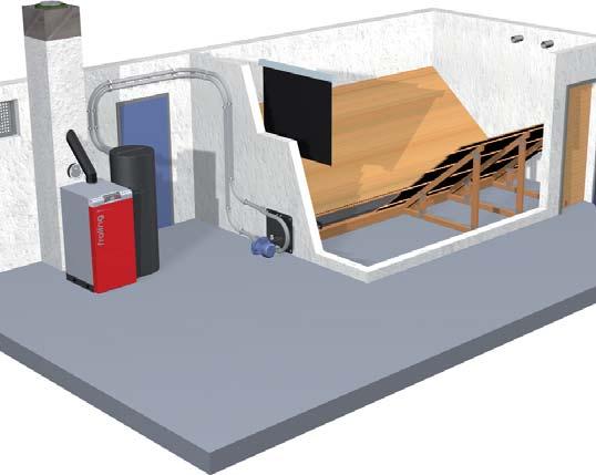 La combinazione con il sistema di aspirazione Froling permette inoltre un installazione flessibile della caldaia.