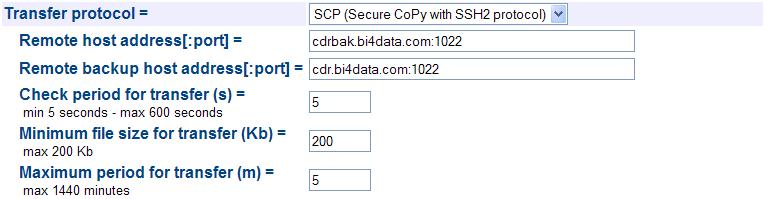 Nel caso il dispositivo SS100 venga utilizzato per il trasferimento dati per il servizio BI4Data sarà utilizzata la modalità di trasferimento via SCP.