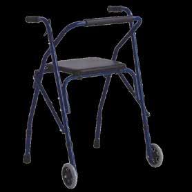 DEAMBULAZIONE HOME CARE ROLLATOR pieghevole 2 ruote > Rollator pieghevole in acciaio verniciato con ruote anteriori fisse da 5 (12,5 cm) e due puntali posteriori > Manopole anatomiche >