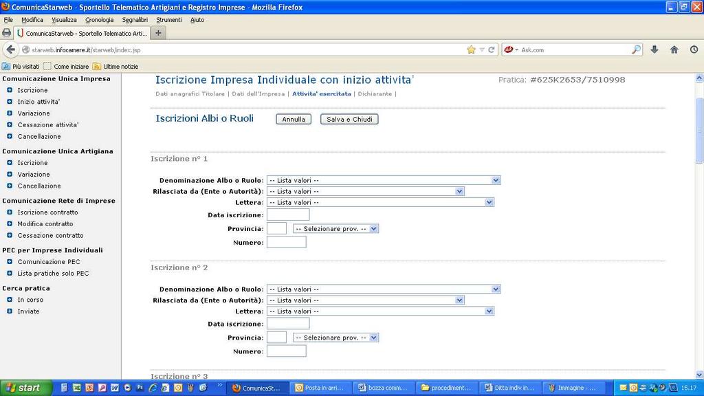 la voce corrispondente al Ruolo/Elenco soppresso 2) selezionare, dal menu a tendina, la voce corrispondente a Camera di Commercio Ente che certifica la qualifica 7) cliccare