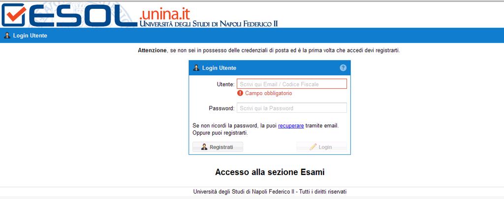 LA REGISTRAZIONE UTENTI ESTERNI IN ESOL Nel caso di Utenti Esterni, cioè NON appartenenti all Ateneo, è prevista la possibilità di fornire Loro delle credenziali di acc esso personali, previa