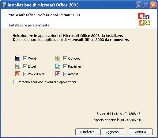 Windows per disinstallare le applicazioni, selezionare Office (o Excel) e fare clic su Cambia: viene aperta questa finestra.