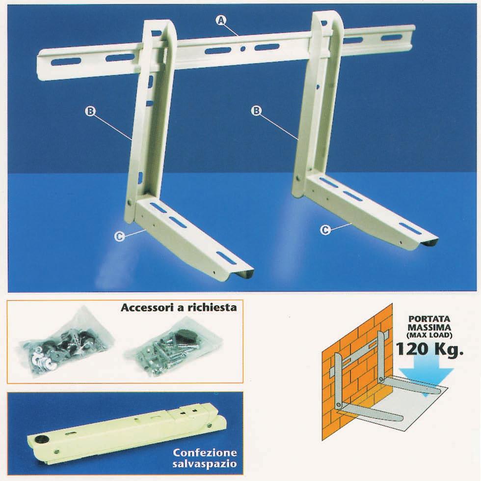 Fissaggi, collari rame e staffe STAFFE PER CLIMATIZZA TIZZATORI TORI CON INSTALLAZIONE SUPER RAPIDR APIDA ART. 400 DIMENSIONI / DIMENSIONS INTERASSE A A B C Min. Max.