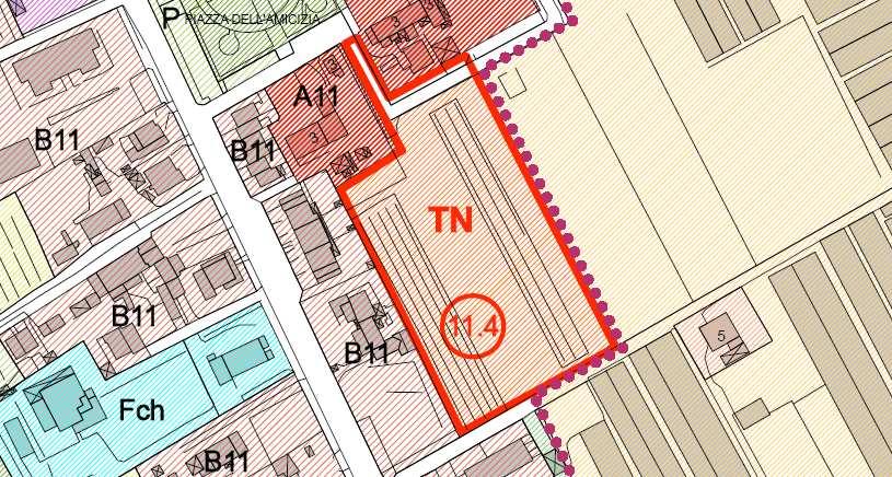 11.4 AREA TN BICCHIO UTOE 11 1 AMBITO D'INTERVENTO Dati metrici St = 8.500 mq Descrizione dell'area Obiettivi Carichi insediativi massimi Area non edificata.