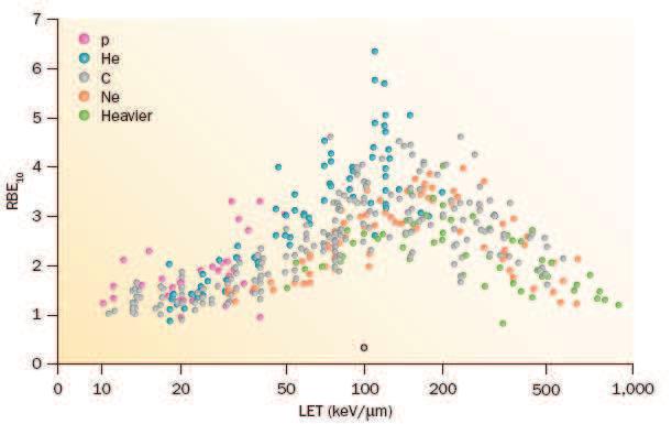 CAPITOLO 1. ADROTERAPIA 21 Figura 1.8: L immagine riporta i dati sperimentali raccolti per differenti tipi di ioni dall Heidelberg Ion beam Therapy center.