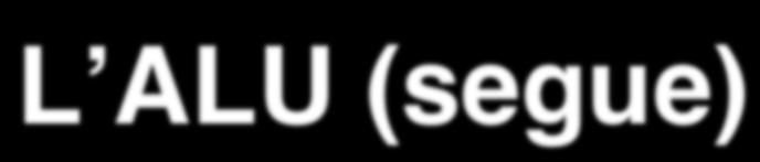 L ALU (segue)! ESEMPIO SEMPLICE:! ALU in grado di eseguire somma, sottrazione, prodotto, divisione con due operandi contenuti nei registri A e B.! 1.