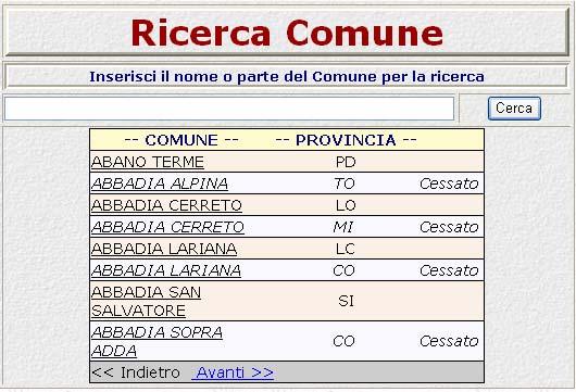 Fig.3: Maschera per la Selezione del Comune di Nascita o Luogo di Residenza: se l alloggiato è residente in Italia selezionare il pulsante di opzione Comune (scelta predefinita); se risiede all