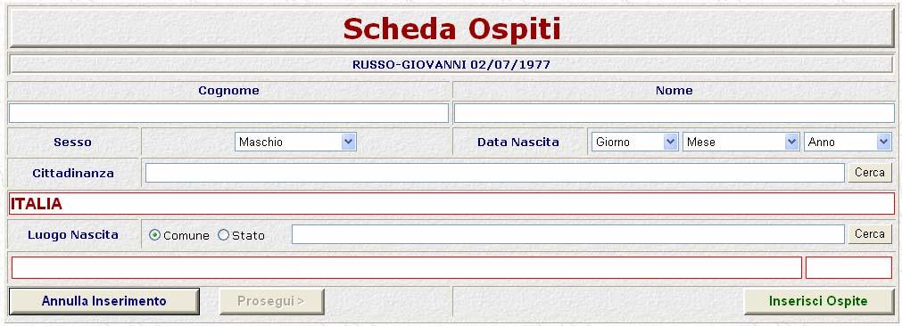 diventa attivo quando si seleziona il tipo Capo Famiglia o Capo Gruppo) verrà aperta una finestra con la scheda relativa all ospite (fig. 5).