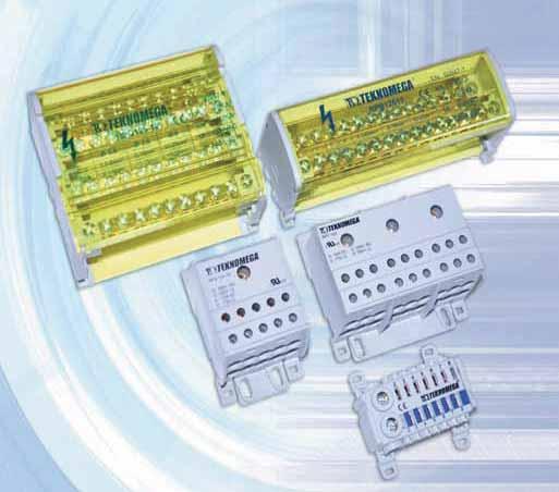 - Ripartitori La gamma TEKNOMEG è decisamente articolata e completa, composta da ripartitori a morsettiera, monoblocco e compatti.