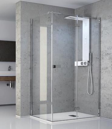 Shower GFM 4 AQUASTEEL EIGHT Porta Battente + Lato fisso trasparente DESCRIZIONE 0174755 Chiusura doccia con porta a battente + lato fisso, cristallo 90 x 70 CHAQT9070BT 1.