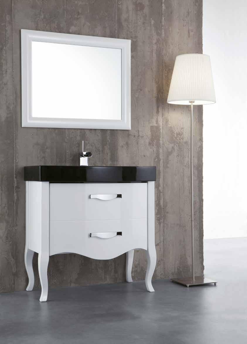 Mobile Zeus a terra con lavabo in ceramica nera Dimensioni: cm x h84 Finitura: Bianco Lucido Maniglia: Zeus romo Zeus