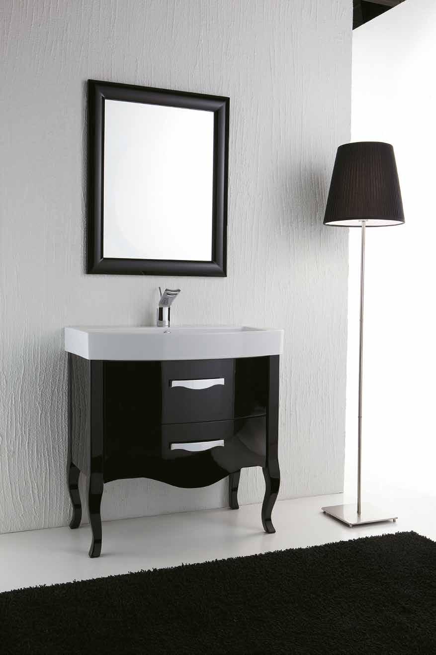 hrome Mobile Zeus a terra con lavabo in ceramica bianca Dimensioni: cm x h84 Finitura: Nero Lucido Maniglia: Zeus romo